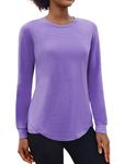 PINSPARK Women Workout Tops Long Sleeve Yoga Top Lightweight Exercise Shirt Crew Neck Climbing Shirts, Purple Small