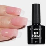 TOMICCA Jelly Gel Nail Polish -Sheer Pink Translucent Gel Nail Polish Soak Off UV LED Nude Gel Polish for DIY Manicure Home Salon Nail Art 8ml