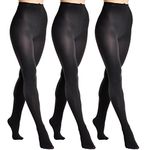 Angelina Women's Brushed Fleece Interior Thermal Fashion Tights, 3-pack Black, One Size