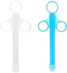 Famolay Lube Applicator for Women Man, 2PCS Injector with 10ml Scale Smooth Rounded Cap, Reusable, Easy to Clean