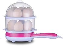2 in 1 Double Layer Electric Non Stick Mini Egg Frying Pan for Omelette and Egg Boiler Steamer, Egg Cooker (14 Eggs) (Multi)