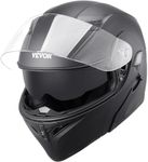 VEVOR Motorcycle Helmet, Modular, Adult Motocross Dirt Bike Helmet with Large Clear Visor, Comfortable Motorbike Racing Street with Detachable Liner for Men & Women, DOT Approved, (Matte Black, L)