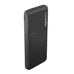 Amazon Basics 10000mAh 10W Power Bank with Cable | Dual USB-A Outputs | Dual Input Ports | Lithium Polymer Power Bank | Plastic Casing, Lightweight (Black)