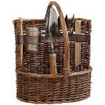 Woodside Willow Tool Basket/Bucket/Trug with Garden Hand Tools, Shovel Fork Dibber Twine & Plant Labels