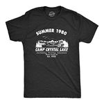 Mens Summer 1980 Men Funny T Shirt Graphic Camping Vintage Cool 80s Novelty Tees (Heather Black) - 5XL