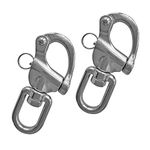 RANYUSS Pair of 2-3/4in(70mm) Swivel Eye Snap Shackle Quick Release Bail Rigging Sailing Boat Marine Grade Stainless Steel Clip