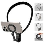 Neck Phone Holder for Recording, Hands-Free POV/Vlog Video Filming, 4-in-1 Magnetic Phone Chest Mount for Cooking Riding Indoor/Outdoor, Content Creator Essentials for iPhone Android GoPro etc (Black)