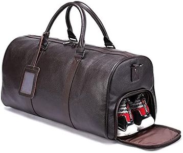 Men's Genuine Leather Travel Bags Away Weekender Weekend Duffels Black Brown for Gym and Travel Leather Holdall Bag for Men Women Ronatelli, Brown, Normal