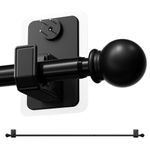 TRAROD No-Drill Curtain Rod for Windows 66 to 120 Inch - 2.0 Dual with Adhesive & Pin-Nail Mount System, 5/8" Diameter Renter Friendly & Minimal Wall Damage, Black Adjustable Drapery Rod
