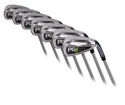 PGX Single Length Iron Set, 5-PW + AW (7 Clubs), Silver and Black