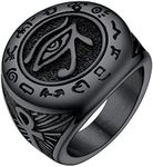 PROSTEEL Stainless Steel Rings for Men Eye of Horus Ring Mens Signet Ring Black Rings