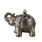 Feyarl Vintage Incense Burner Elephant Shape Metal Frankincense Insence Burner Holder for Spa Yoga Bedroom Aromatherapy