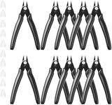 BOENFU Small Wire Cutters 10 Pack Precision Wire Cutters 5 Inch Flush Cutters Zip Tie Cutters Small Side Cutter for Jewelry Making, Electronics, 3d Print, Plastic Models, Black