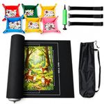 BrobiDerleta Jigsaw Puzzle Mat Roll Up, 1500 Pieces Felt Puzzle Pad with 6 Colorful Sorting Trays, Portable Puzzle Keeper Storage Folder with Drawstring Bag, Black