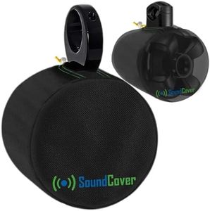 Black Waterproof 600D Marine Wake Tower Speaker Covers – Large (H 14" x W 14" x D 12.8") – Heavy-Duty Weather Protection for Marine, ATV, and Wakeboard Speakers
