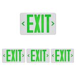 TANLUX Green Exit Sign, LED Emergency Exit Light with Battery Backup, UL Listed, AC 120/277V, Exit Signs with Emergency Lights, Commercial Emergency Lights for Business - 4 Pack