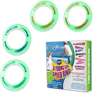 [4 Pack] Kid's Flying Rings Flying Disc - Glow in The Dark - Fly Straight - Weight 1.15 OZ Only - Floats On The Water - Best Healthy Activities for Your Family - Party Outside and Play!