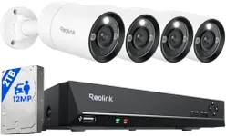 REOLINK 12MP Wired Security Camera System, 4pcs H.265 12 Megapixel UHD PoE Surveillance Cameras, Person Vehicle Pet Detection, Spotlight Color Night Vision, 8CH NVR with 2TB HDD, RLK8-1200B4-A
