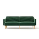 Aykah Celeste Sofa Bed Couch, Modern Convertible Couch Sofa Used as Sleeper Sofa or Futon Sofa with Upholstered Fabric for Living Room and Bedroom (Emerald, Velvet)
