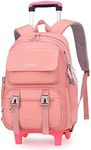 ZHANAO Rolling Backpack Luggage BookBag with Wheels Trolley Bag Wheeled Travel Backpack for Girls & Boys Trolley Bag, Pink, 2-wheel, Travel Backpacks