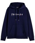THE DUFFERS Men & Women Cotton Hoodie Friends Hooded Sweatshirt Blue M
