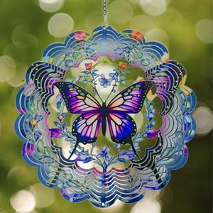 Eandisom Wind Spinners Metal Butterfly - Butterfly Gifts for Women Mom Grandma Wife, Hanging Wind Spinner for Outdoor & Indoor Decorations, 12 inch 3D Wind Spinner for Ornament Gifts