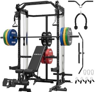 Mikolo Power Cage, 2000LB Power Rack with Independent Dual Pulley System, Multi-Function Home Gym Workout Machine for Cable Crossover (370LBS, Black)