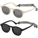 Baby Sunglasses, 2Pack Toddler Sunglasses with Strap for 3-24M, Polarized Infant Sunglasses 0-2 Year (Black+White)