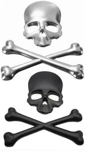 TNSRAY Adhesivo Metálico de Calavera, 2 Pieza Pegatinas de Calavera Metálica para Coche, Personalidad 3D Calavera de Metal Genial Esqueleto Crossbones Auto Moto, Pegatina Calavera 3D para Moto