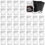 Oak & Steel - 60 Mini Clip Top Glass Spice Storage Jars - 100 ml Glass Canister Containers with Lids, 120 Labels and 5 Chalk Pens (8 x 5cm) - Perfect for Spice Storage, Jam, Honey, Gifting (60)