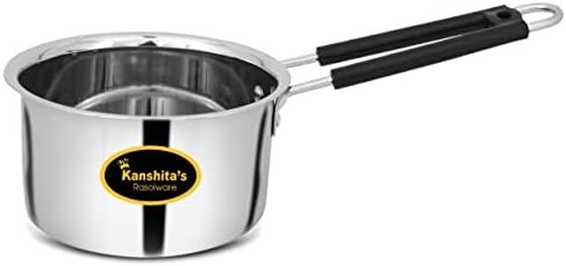 Kanshita's Rasoiware Heavy Gauge Stainless Steel Milk Pan/Saucepan/Tea Pan/Milk Pot/Sauce Pot, (Induction Cookware) 1 Liter, 16 cm Silver