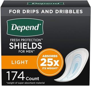 Depend Incontinence/Bladder Control Shields, Pads for Men, Light Absorbency, 174 Count (3 Packs of 58) (Packaging May Vary)