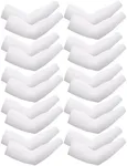 Boao 10 Pairs UV Arm Sleeve for Men Women Cooling Tattoo Cover up Compression Sun Protection Sleeves for Outdoor Activities(White,15-17.5'' Length)