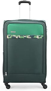 Aristocrat Large Commander 79Cms Premium Polyester with PVC Coating Soft Sided Check-in 4 Wheels Green Spinner Suitcase