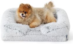 Bedsure Small Orthopedic Dog Bed - Washable Calming Dog Sofa Beds for Small Dogs, Supportive Foam Pet Couch Bed with Removable Washable Cover, Waterproof Lining and Nonskid Bottom Couch, Misty Grey