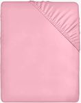 Utopia Bedding Fitted Sheet Double, Pink- Deep Pocket 14 inch (35 cm) - Easy Care - Soft Brushed Polyester Microfibre Fabric - Shrinkage and Fade Resistant - Bottom Sheet