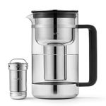 aarke Purifier Glass Water Pitcher, Refilable Stainless Steel Filter, 8-Weeks Performance, BPA-Free, Dishwasher Safe, Pure & Enriched Refill Granules, 1.66L (7 Cups) Capacity