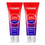 Colgate Visible White Purple Toothpaste for Teeth Whitening, Teeth Whitening Colgate Toothpaste with Fluoride, Tooth Paste Helps Remove Surface Stains, Whitens Yellow Teeth, Enamel-Safe for Daily Use Paste Toothpaste (Combo Pack, 200g + 40g)