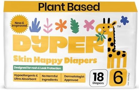 DYPER - Baby Diapers Hypoallergenic Cloth Alternative Day & Overnight Protection - Made with Plant-Based* & Honest Ingredients - Size 6 (18 Count)