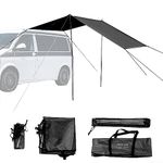 RV Awning Fabric Replacement, Awning Sun Canopy Sunshade, Heavy-Duty Weatherproof Camper Awning Outdoor Canopy forOutdoor Canopy for Motorhome Van Camper Van SUV, Black