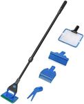 AQUANEAT Aquarium Cleaning Tools, Fish Tank Cleaning Kit with Adjustable Long Handle, 5 in 1 Tools Including Fish Net, Algae Scraper (Adjustable)