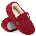 LongBay Women's Velvet Flip-Sole Full Slippers for Ladies Washable 80D Memory Foam Rubber Sole Indoor (8-9,Burgundy)