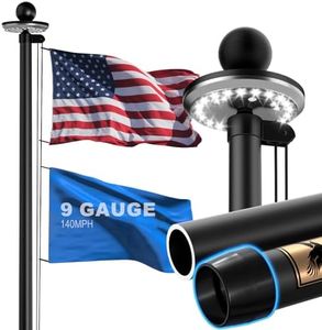 SCWN 9 Gauge 25FT Heavy Duty Flag Pole for Outside House, 3mm Thick Aluminum Flag Pole Kit with Solar Light, Black Flag Poles In Ground for Residential & Commercial, 140 MPH Wind Tested, Gift Box