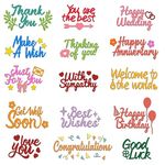 INFUNLY 15pcs Word Die Cut for Card Making Blessing Word Metal Cutting Dies Congratulations Die Cuts Happy Birthday Embossing Stencils Template for DIY Scrap-Booking Decor Wedding Birthday Card