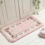 FAONIE Pretty Floral Rural Style Romantic Rose Flower Rug Shaggy Area Rugs Soft Non-Slip Doormat Floor Mat Bath Mat Bathroom Shower Rug Bedroom Living Room Carpet (Nice Pink, L)