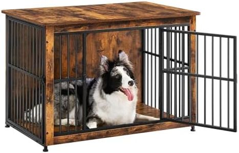 Feandrea Meuble Cage pour Chien, Table d’Appoint, Niche Moderne pour Chiens Jusqu’à 32 kg, Cage Solide pour Chien avec Fond Plein, Maison de Chien à Double Porte, Marron Rustique PFC023X01