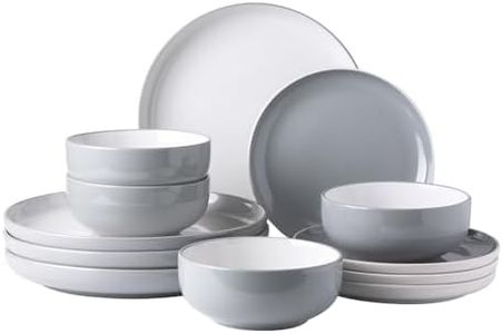 GBHOME 12 Pieces Ceramic Dinnerware Set, Modern White Dish Set for 4，Scratch Resistant Smooth Plates and Bowls Sets，Oven Safe，Microwave & Dishwasher