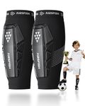 AirsFish Football Shin Pads Sleeves, PU Shock Core & Silicone Grip Strips, Ultra-Light Breathable Shin Defender, Lightweight Shin Guards for Kids