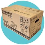 MoveRite Large Strong Cardboard Moving Boxes – Pack of 5 (47 litres 52cm x 30cm x 30cm) Removal Boxes for Moving House – Packing & Storage Cartons with Carry Handles by Triplast