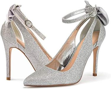 Fashare Womens High Heels Bow Tie Stiletto Ankle Strap Wedding Dress Pumps Shoes